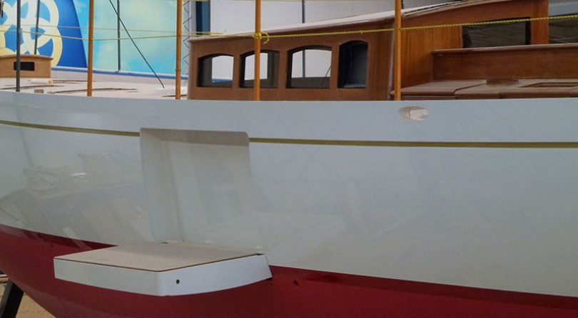 يشارف بناء سفينة Truly Classic Acadia على الإنتهاء في حوض سفن Claasen. بلغ يخت التسعون قدم مرحلة البناء الأخيرة